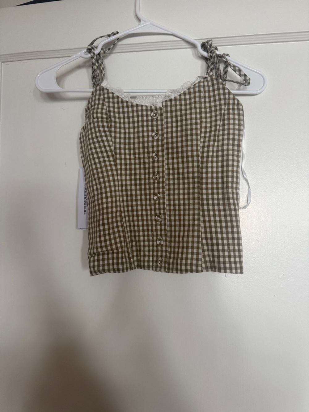 Princess Polly Dalanie Gingham Tie-Strap Cami Top in Green